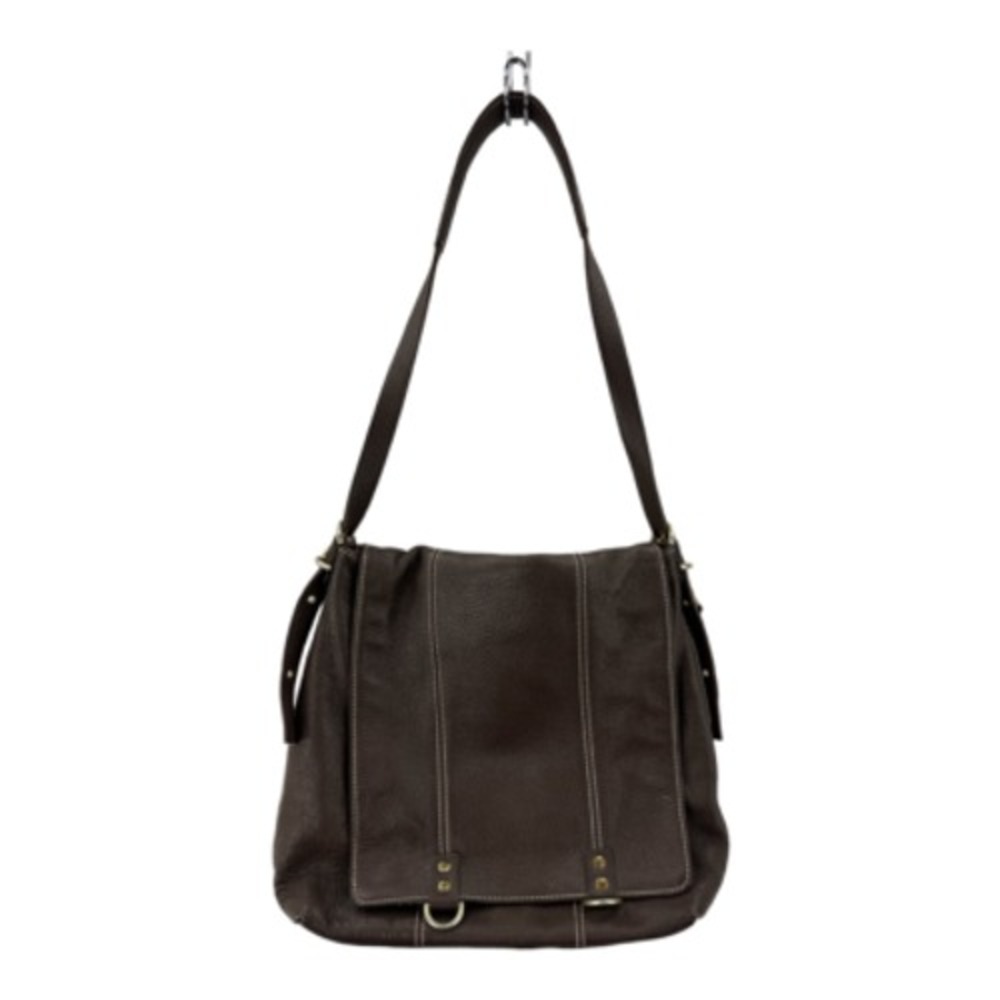PLINIO VISONA Brown Leather Shoulder Bag Made in Italy Authentic Designer